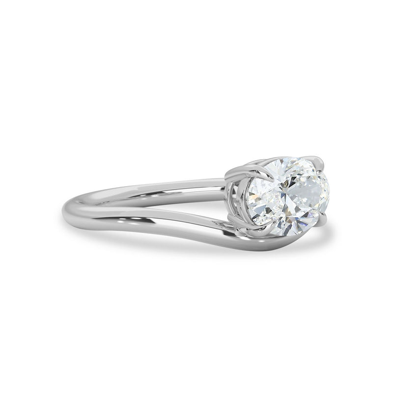 Oval Moissanite Curved Band Solitaire Engagement Rings toronto