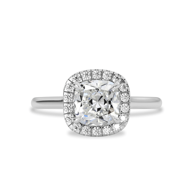 Clara Forever Halo Engagement Ring, Cushion Cut With Pavé