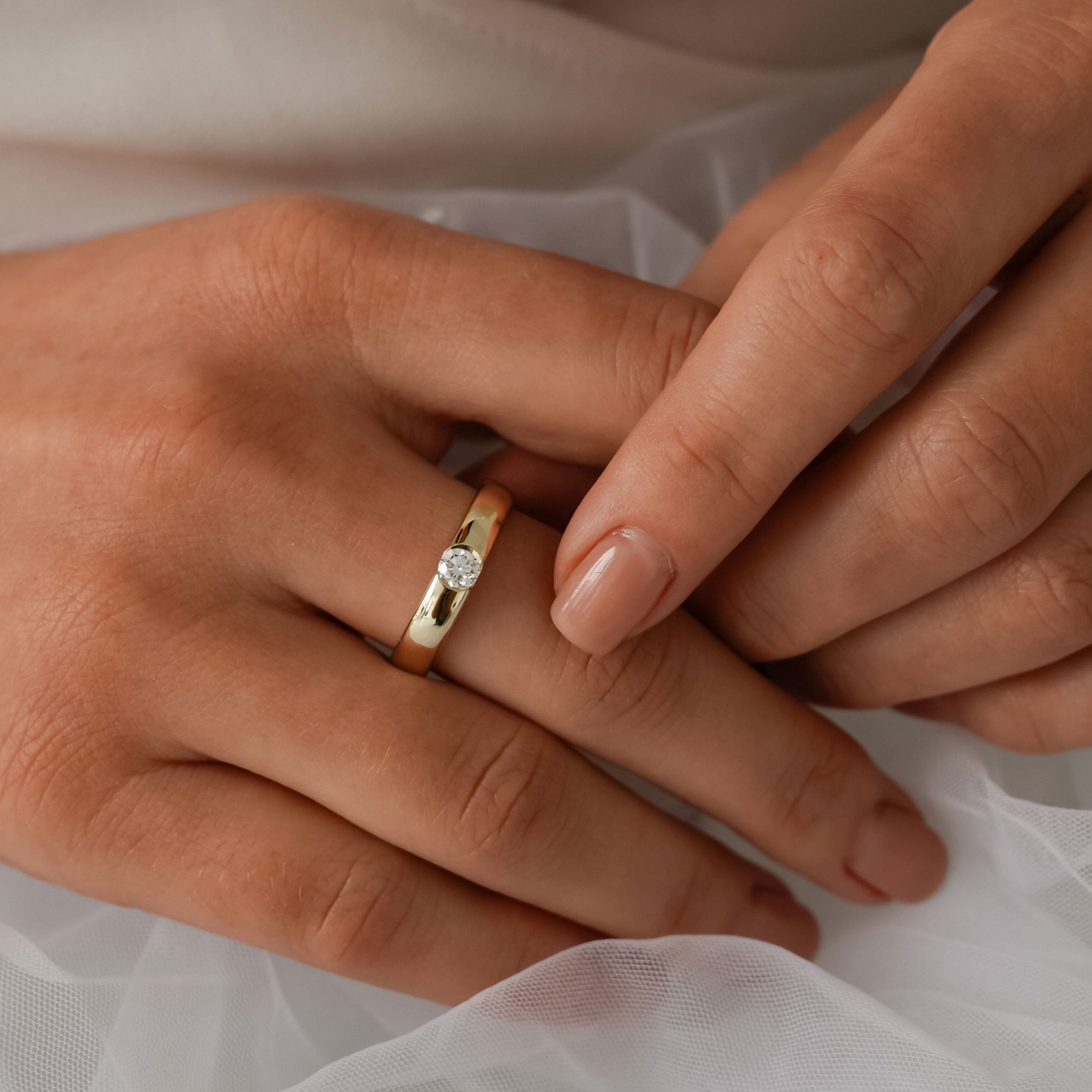 4mm Flush Set Forever Wedding Band, 14k Gold