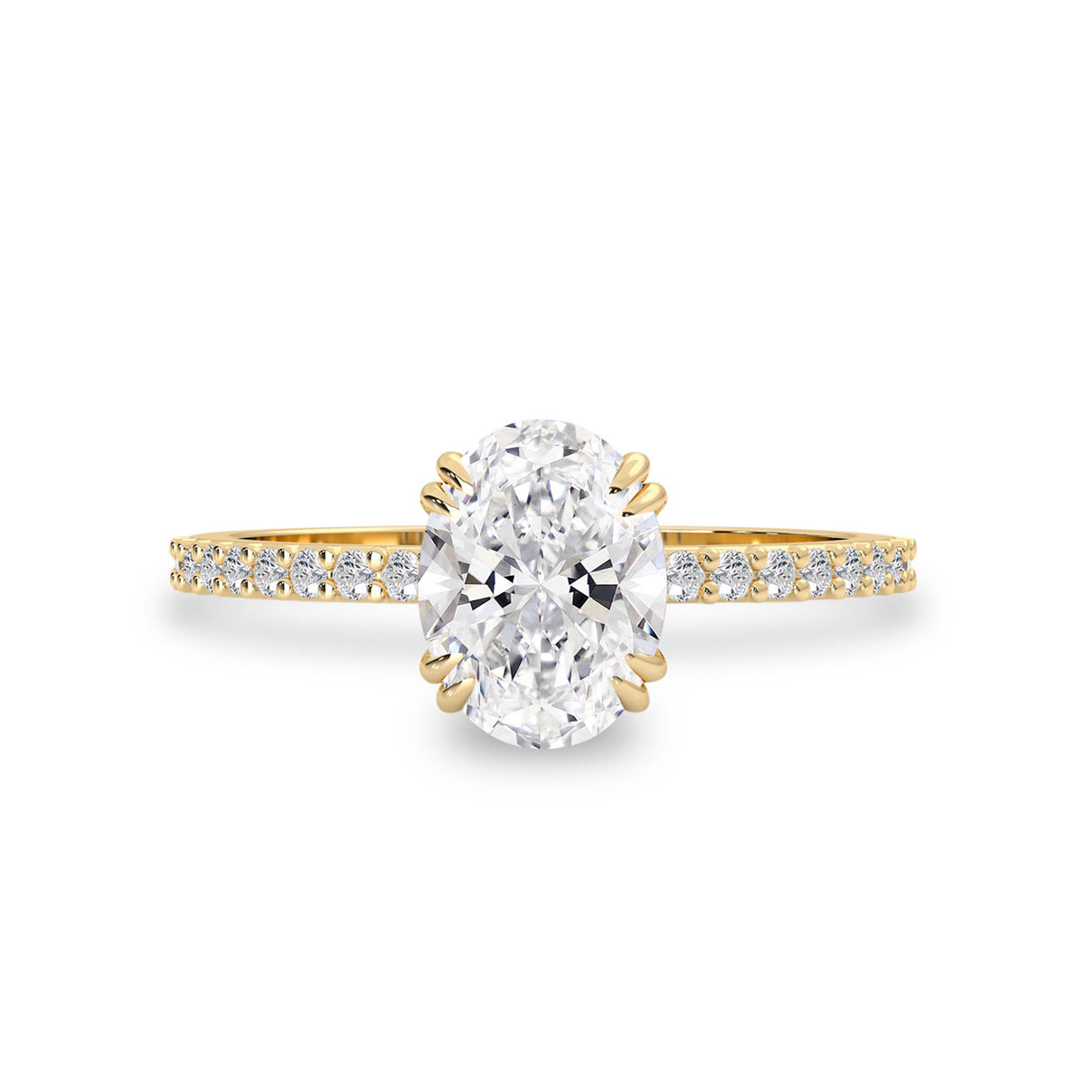 Mya Oval Moissanite/Lab Diamond Double Claw Solitaire Engagement