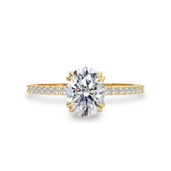 Mya Double Claw Engagement Ring, Oval Brilliant With Accent