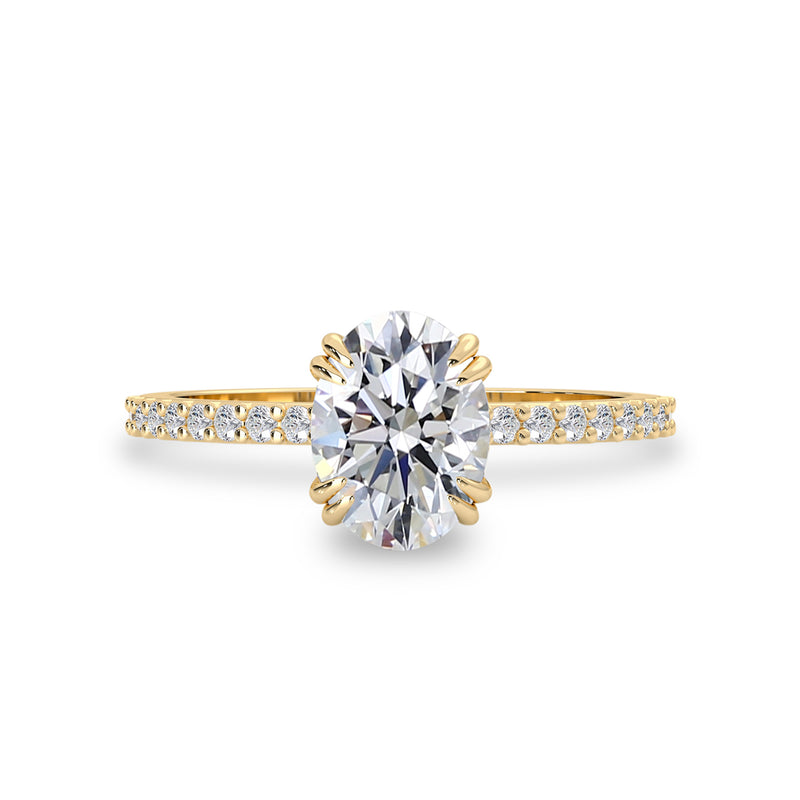 Oval Moissanite Double Claw Solitaire Engagement Ring