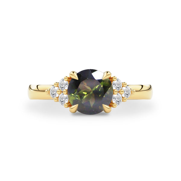 The Gracious Dream Engagement Ring, Green Tourmaline & Diamonds