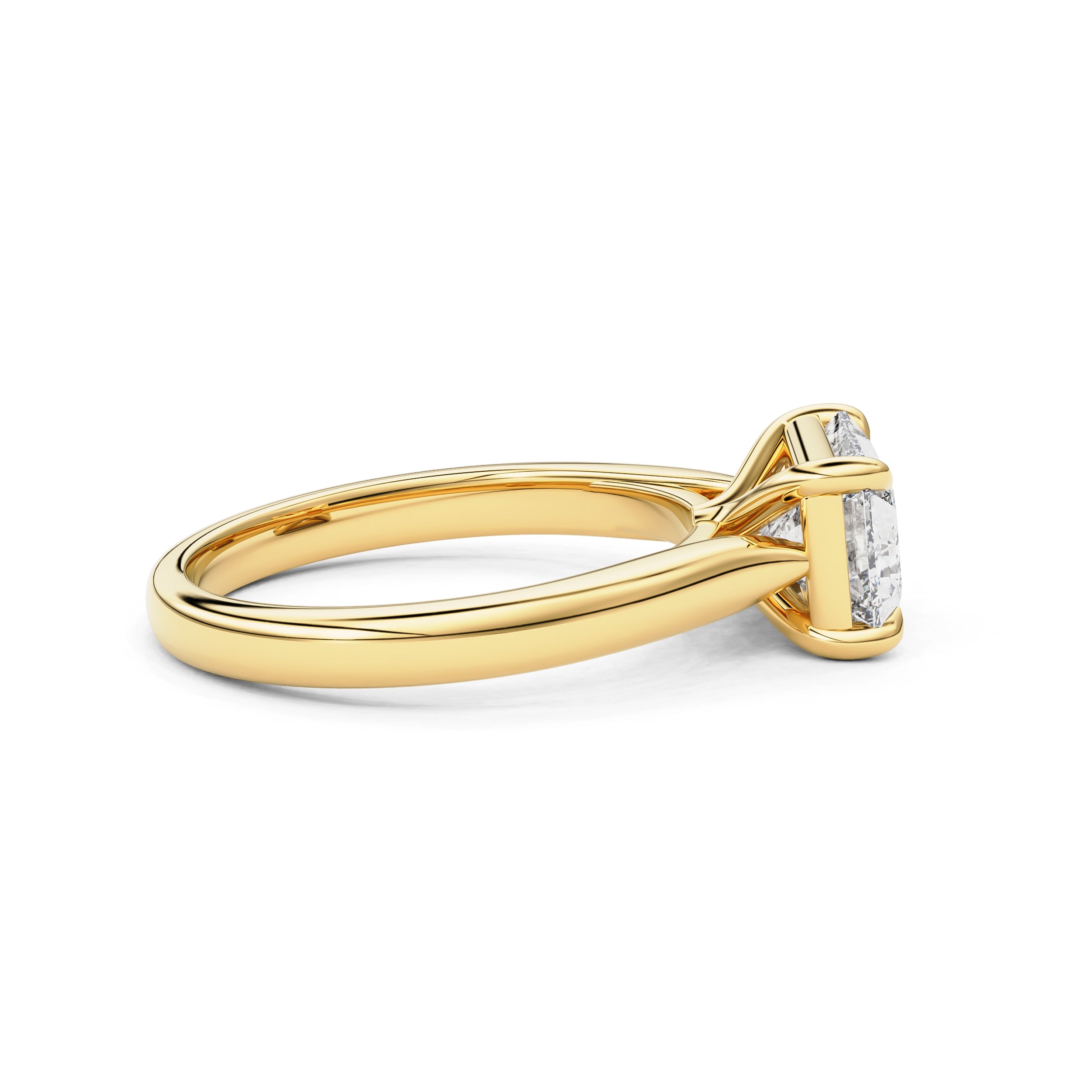 Lyra East West Radiant Cut Solitaire Cathedral Engagement Ring
