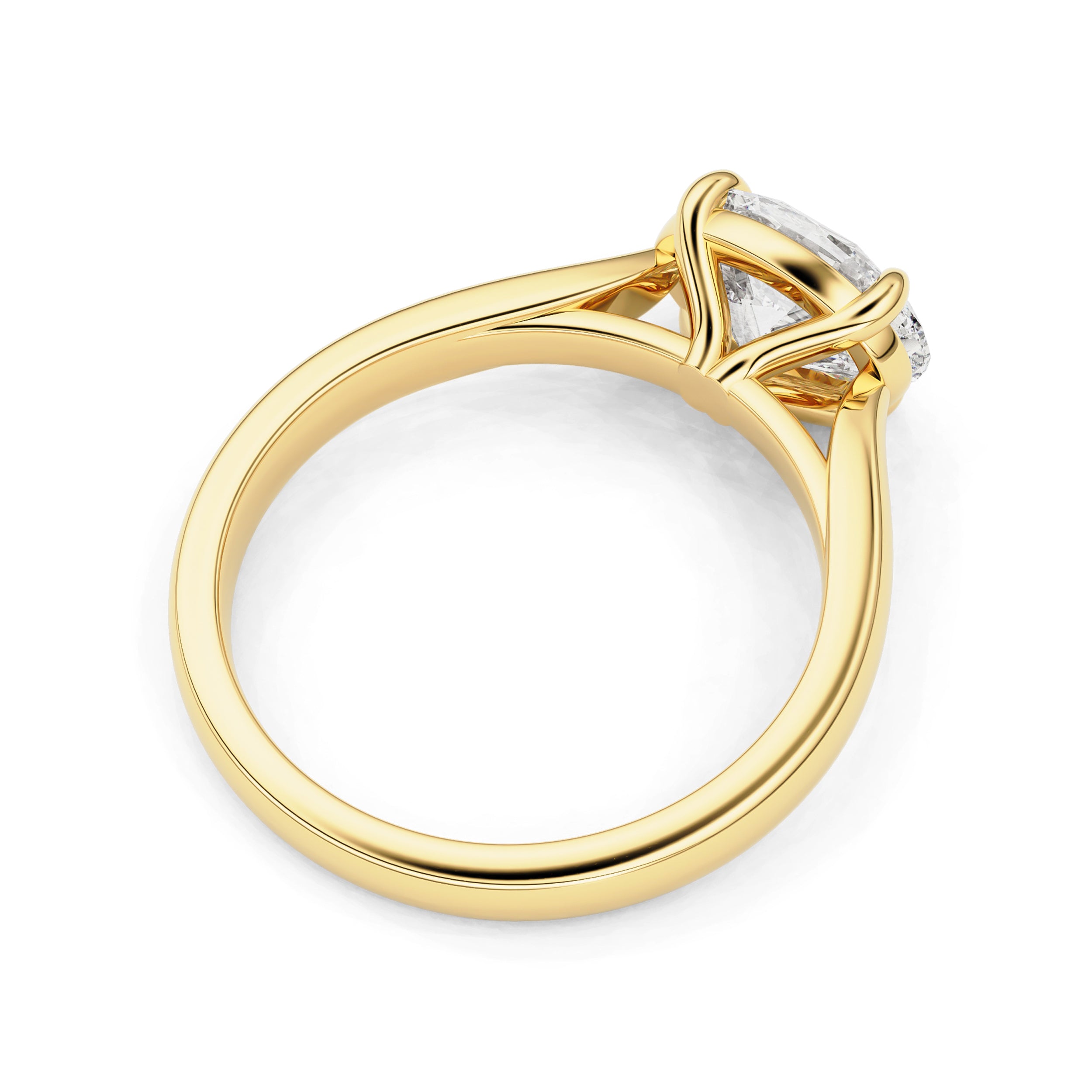 horizontal oval diamond engagement ring with lab grown diamond 