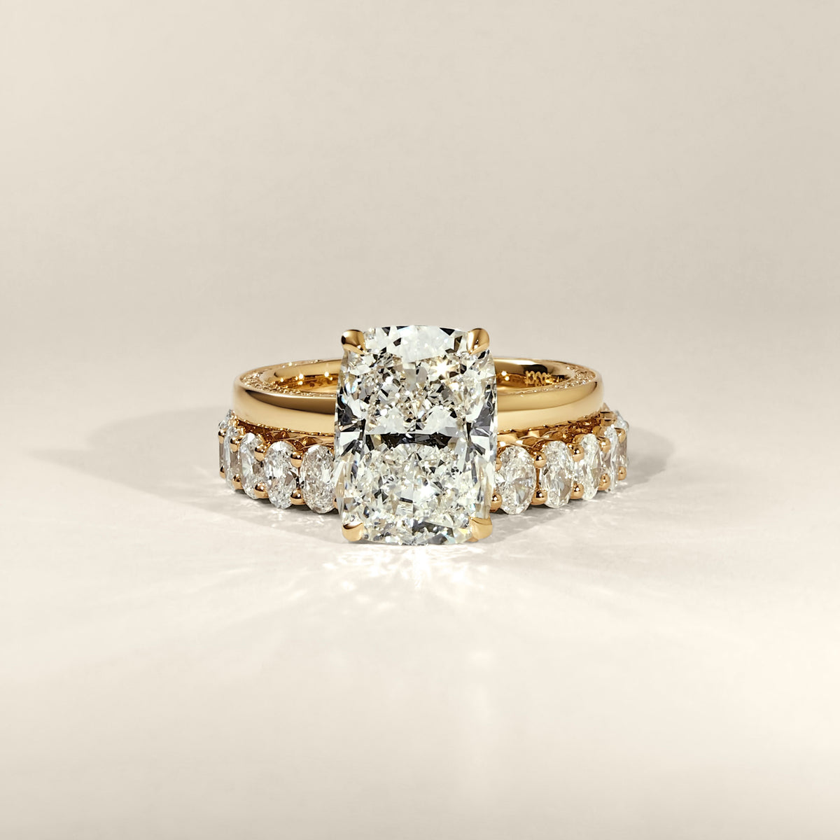 Bellisa Oval Half Eternity Wedding Band, Share Prong