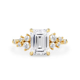 Emerald Cut Elena Cluster Engagement Ring, Moissanite/Lab Grown Diamond