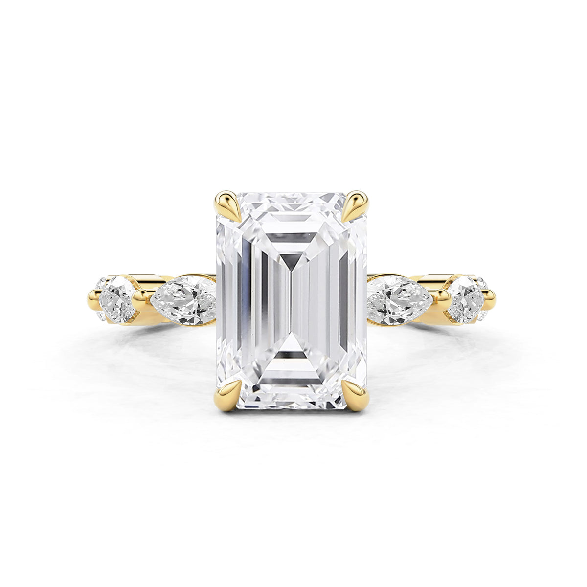 Marielle Emerald Cut Marquise Diamond Band Engagement Ring