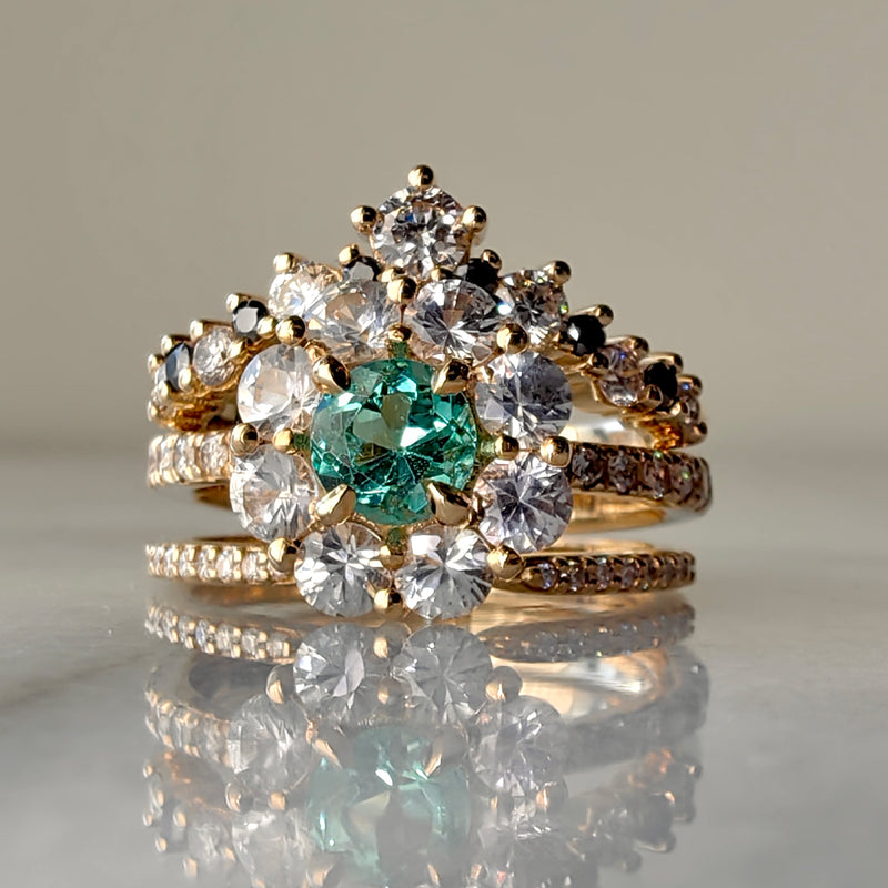 True Love Natural Emerald Halo Engagement Ring, Sapphire & Diamond