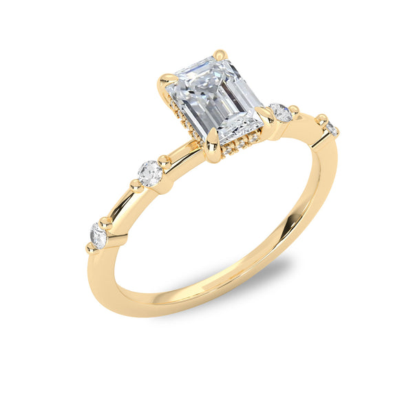 Sarah Emerald Cut Hidden Halo Engagement Ring, Moissanite/Lab Grown Diamond