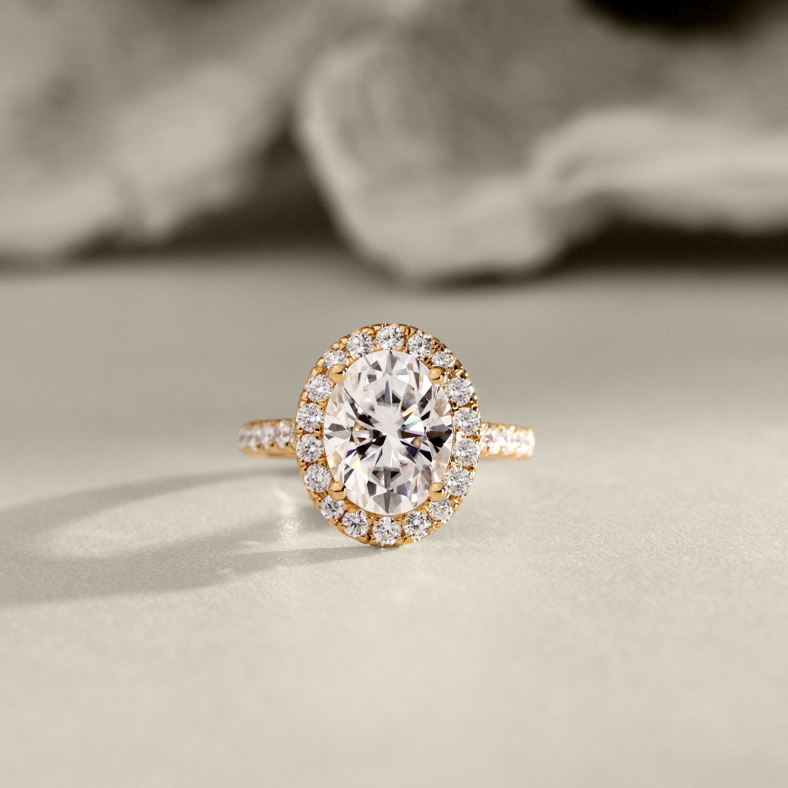 Emily Forever Halo Engagement Ring, Oval Cut With Pavé