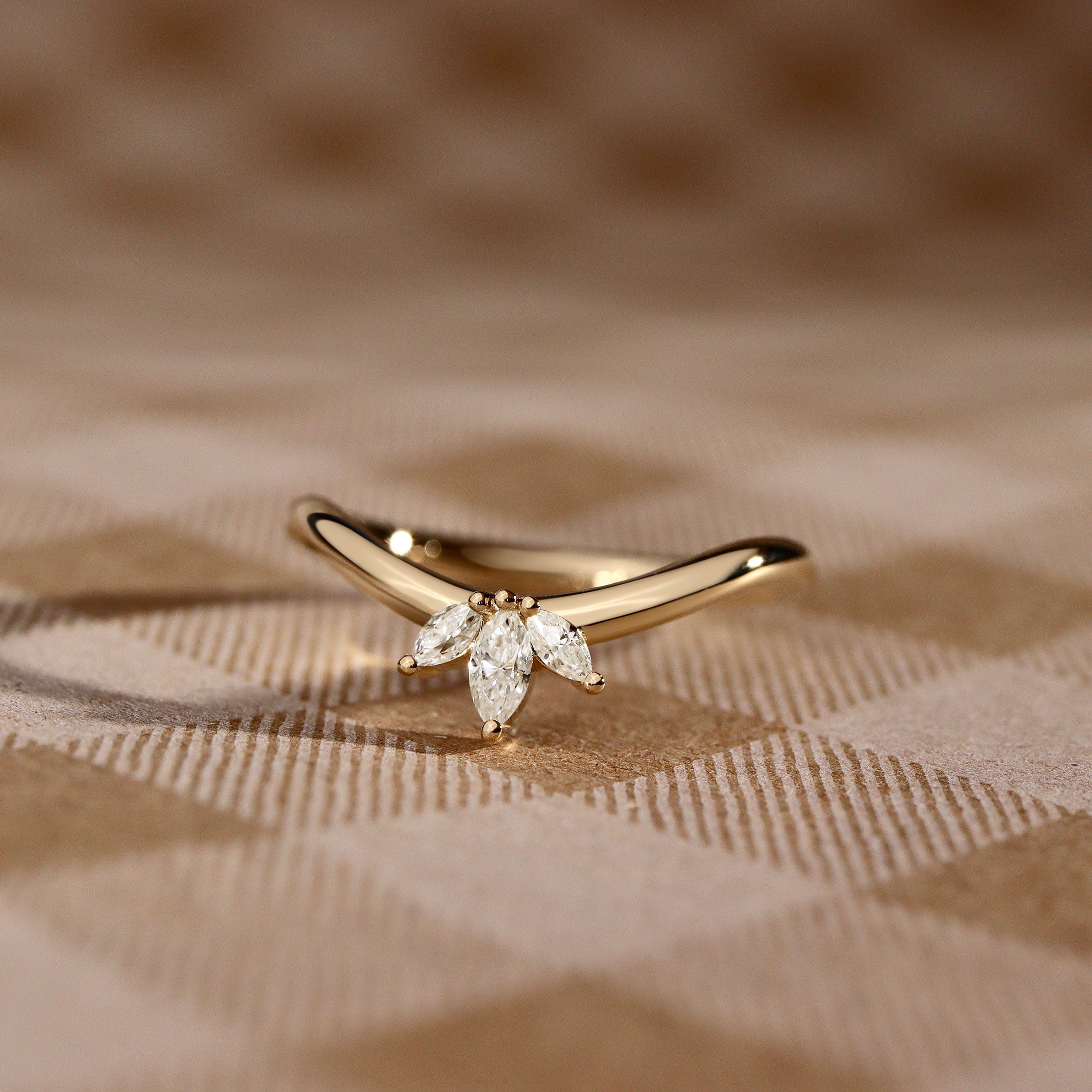 Marquise Petal Curved Wedding Ring