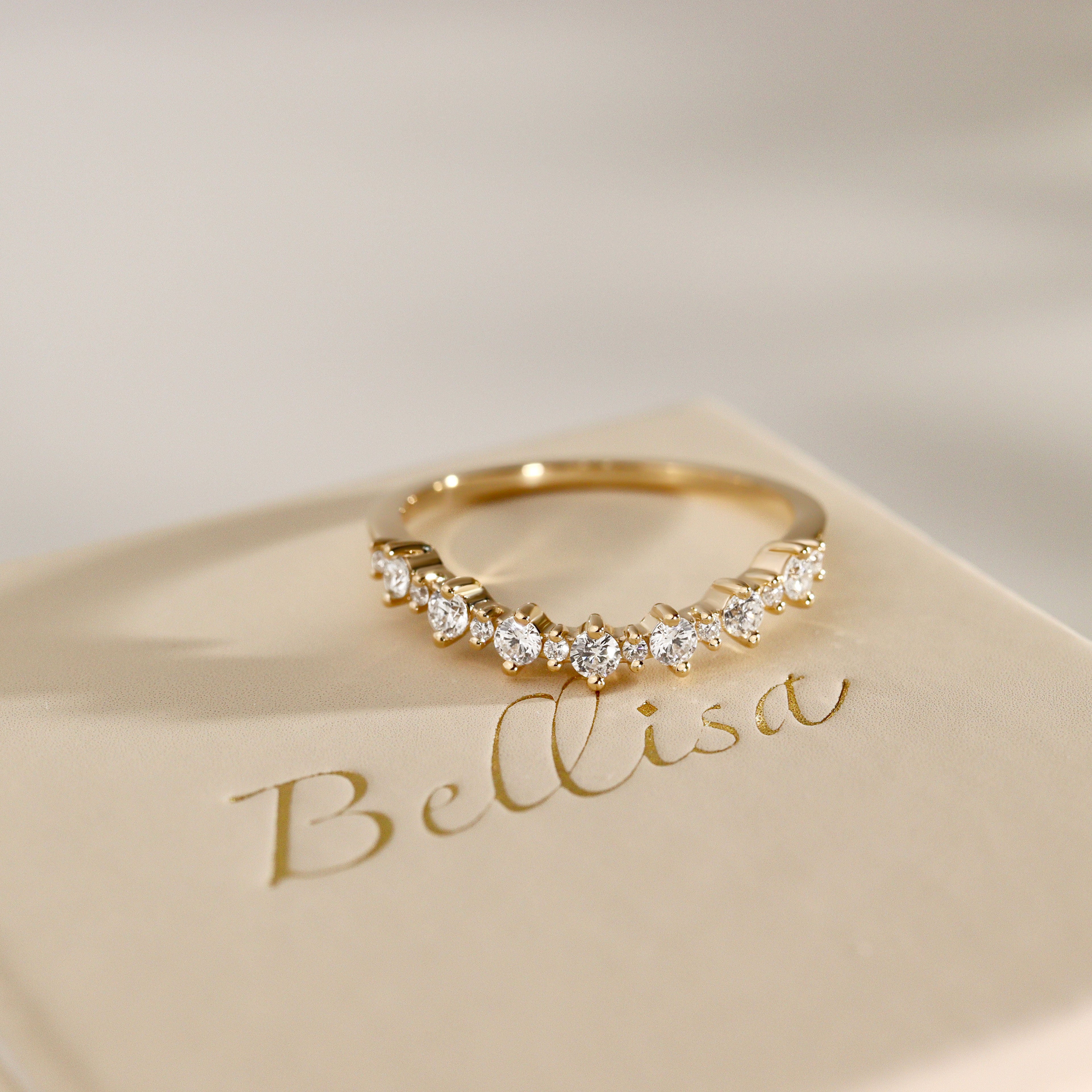 Twinkle Star Curved Half Eternity Ring, Round Brilliant