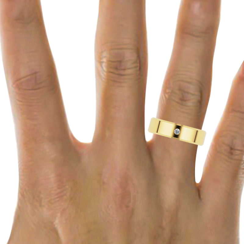 6mm Single Flush Set Forever Wedding Band, 14k Gold