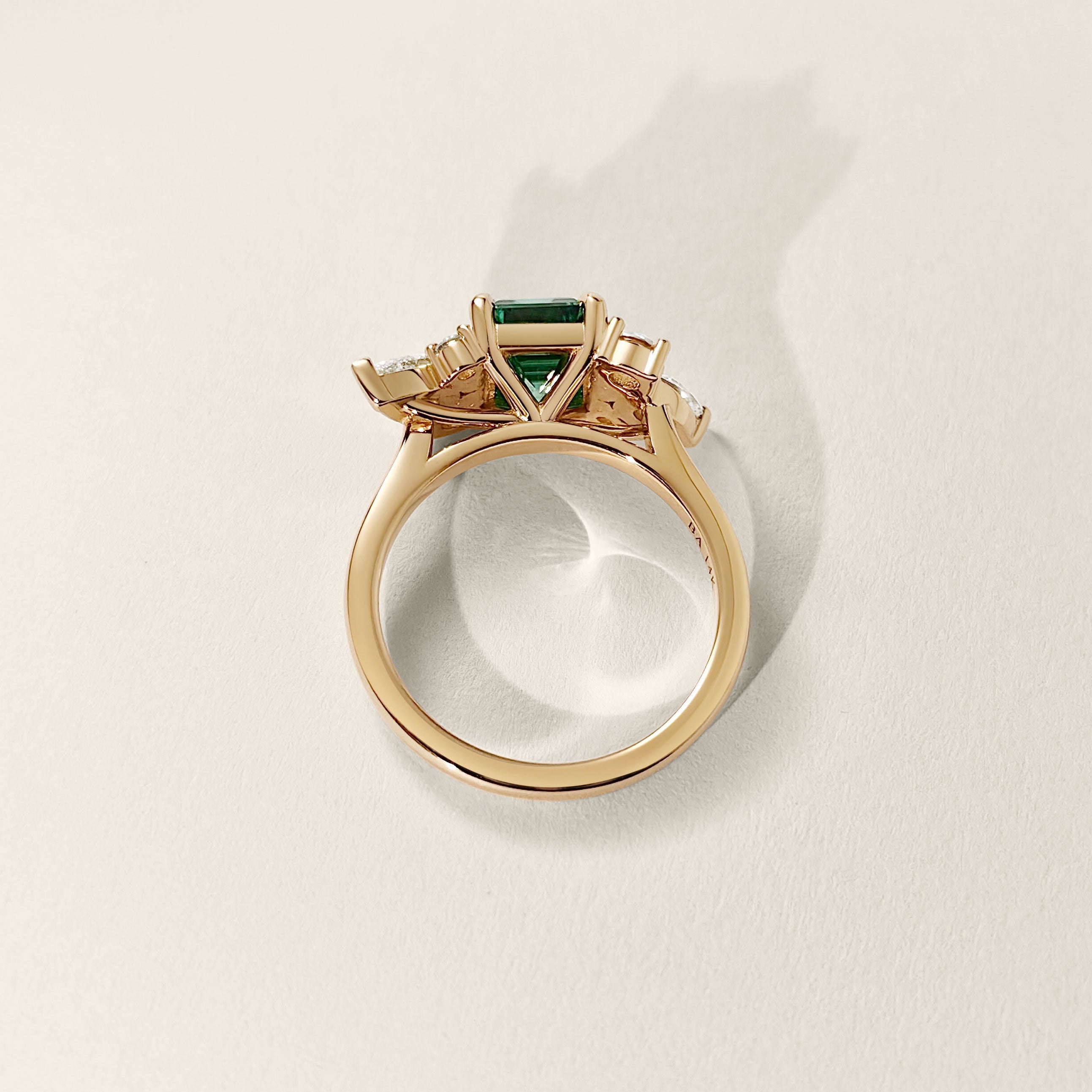 Meghan Emerald Cut Asymmetric Cluster Engagement Ring