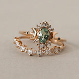 green sapphire nature inspired halo ring