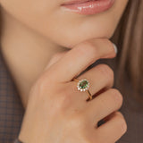 Stunning Belle Halo Engagement Ring, Tourmaline & Diamonds