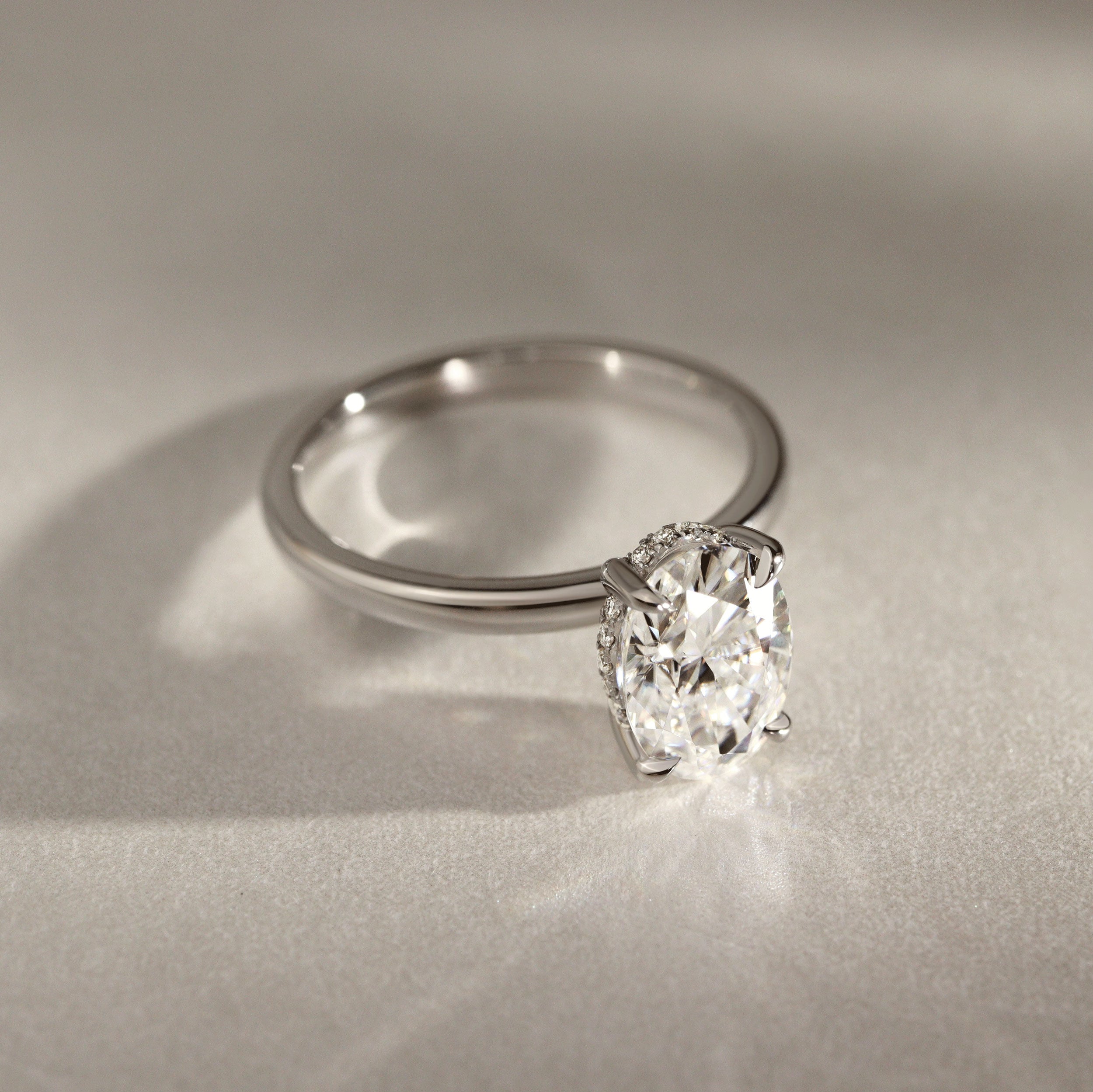 Chloe Oval Hidden Halo Engagement Ring, Moissanite/Lab Grown Diamond