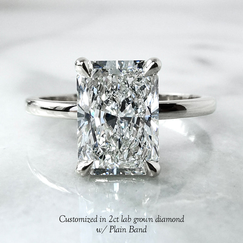 Delia Solitaire Engagement Ring, Radiant Cut With Accent
