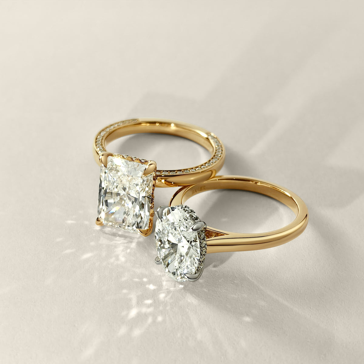 Serelle Radiant Cut Raised Hidden Halo Engagement Ring
