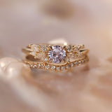 Anna's Dream Lavender Sapphire Cluster Engagement Ring, Natural Lavender Sapphire