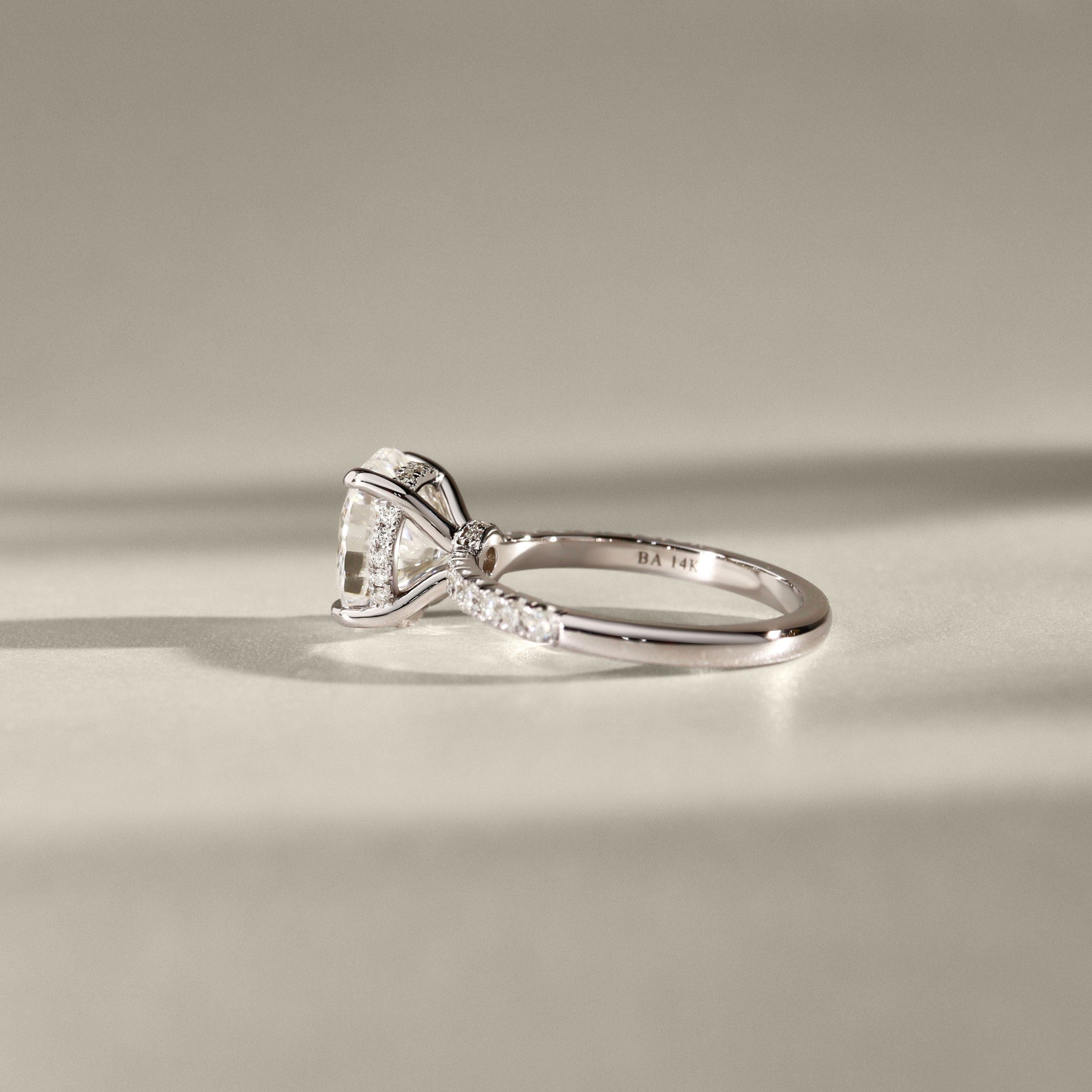 Lily Oval Double Hidden Halo Engagement Ring, Moissanite/Lab Grown Diamond