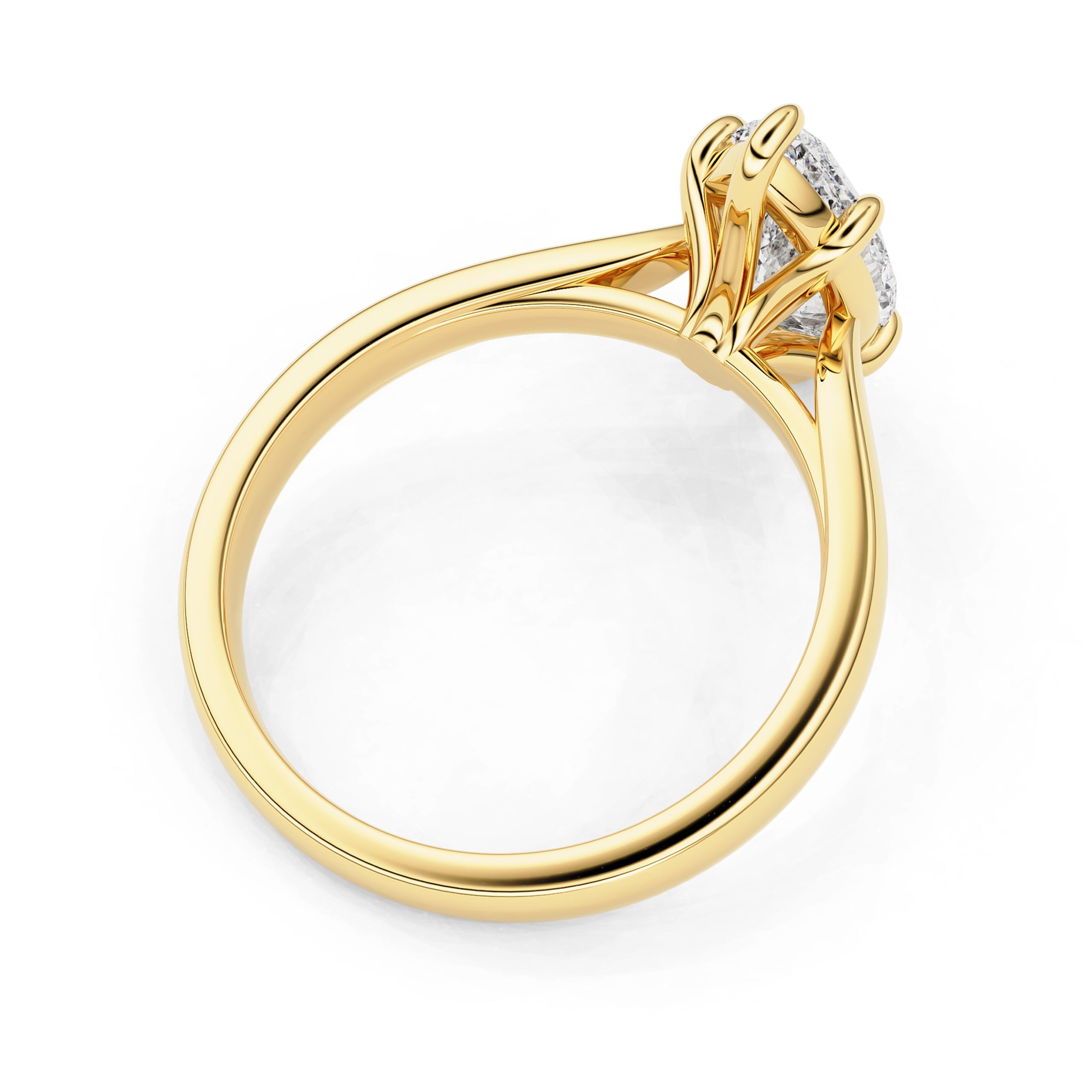 Lyra Marquise Cut Solitaire Cathedral Engagement Ring, Moissanite/Lab Grown Diamond