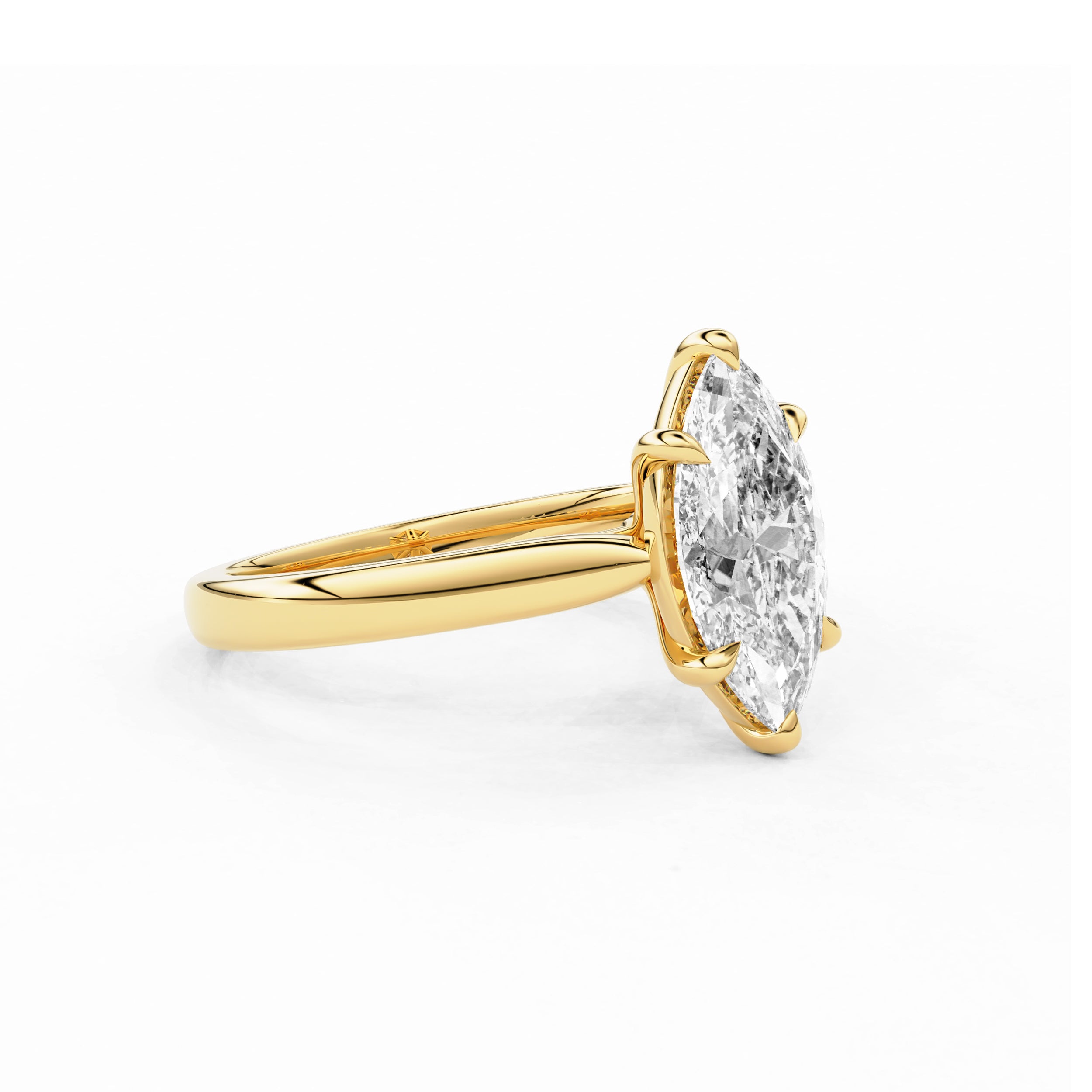 Lyra Marquise Cut Solitaire Cathedral Engagement Ring, Moissanite/Lab Grown Diamond