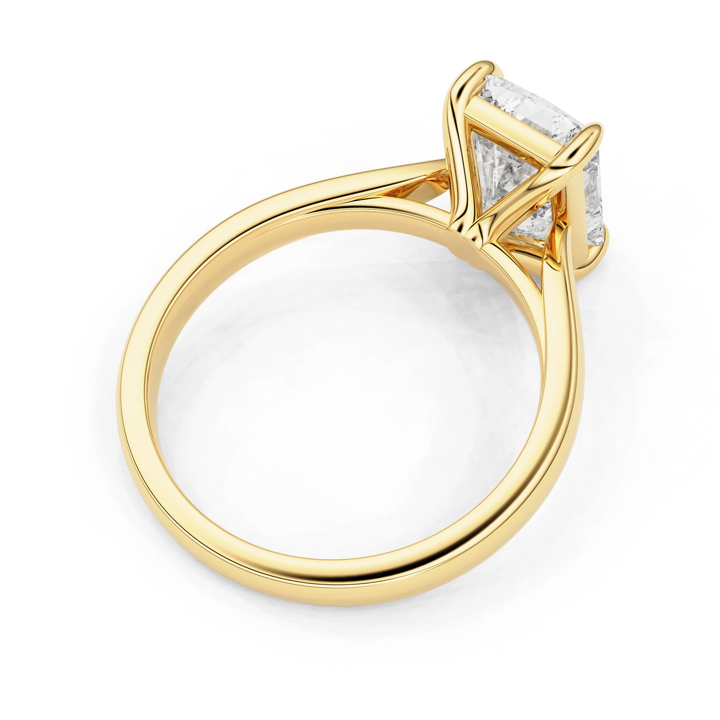 Lyra Radiant Cut Solitaire Cathedral Engagement Ring, Moissanite/Lab Grown Diamond