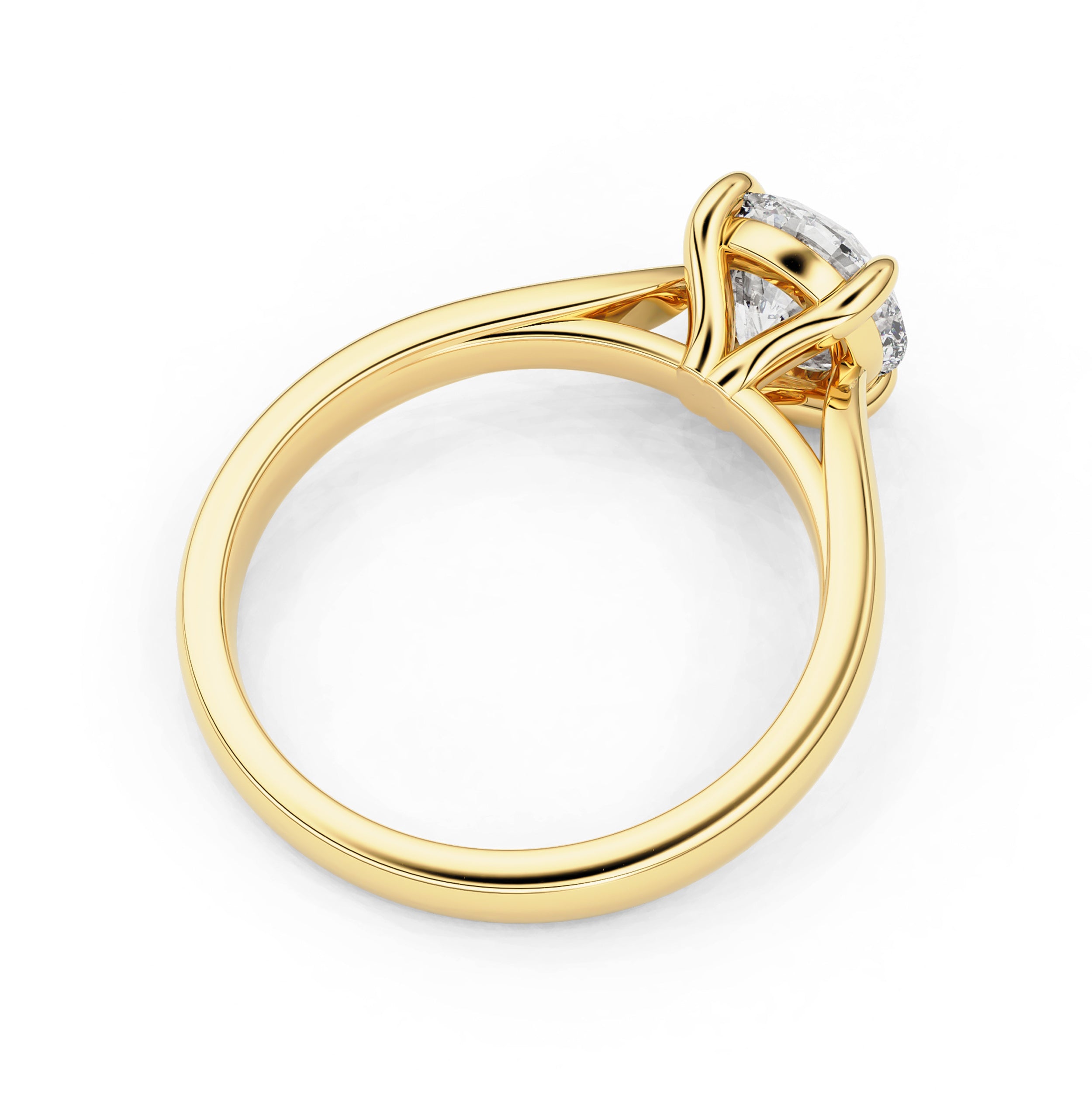 Lyra Round Cut Solitaire Cathedral Engagement Ring, Moissanite/Lab Grown Diamond