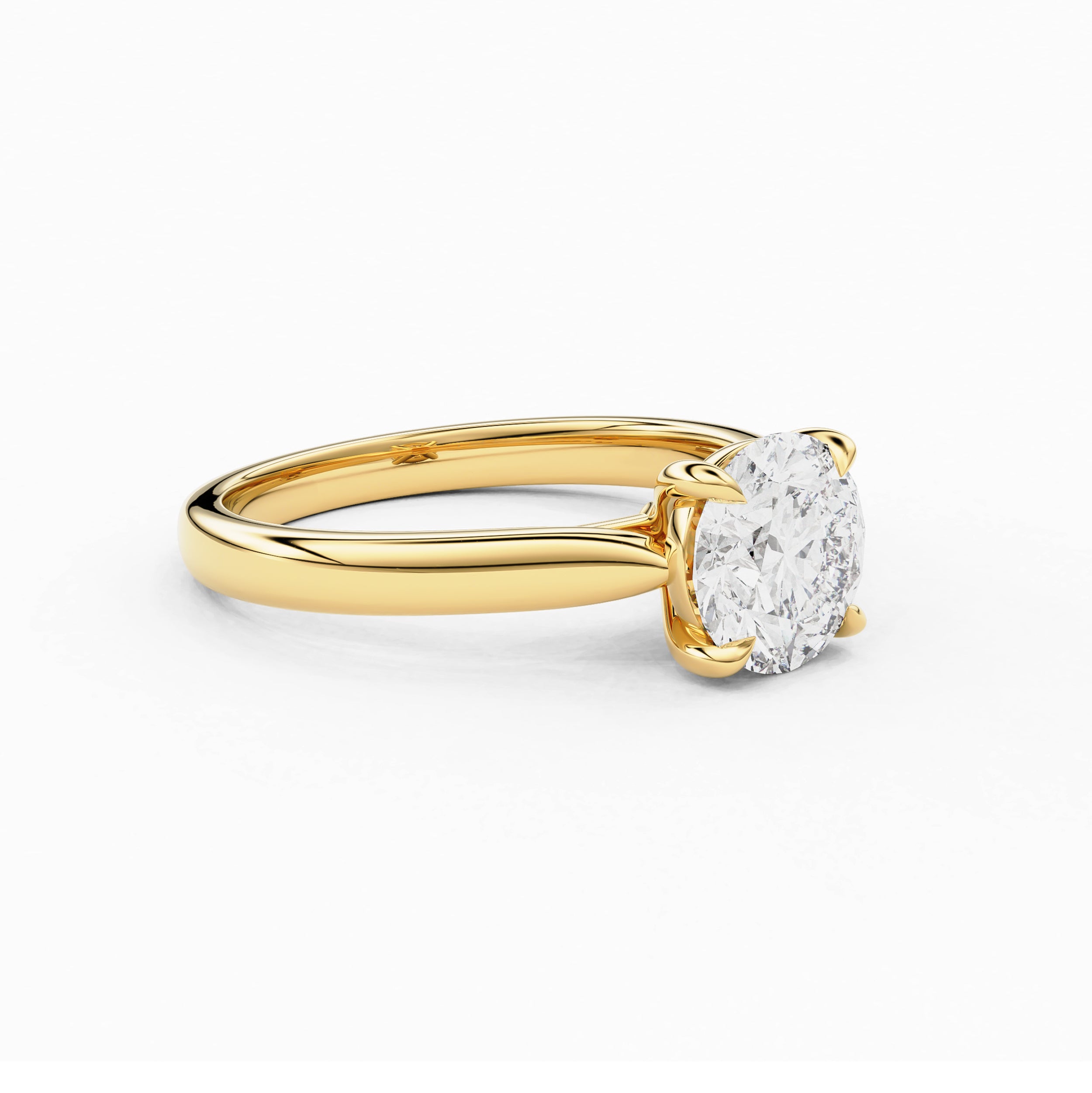 Lyra Round Cut Solitaire Cathedral Engagement Ring, Moissanite/Lab Grown Diamond