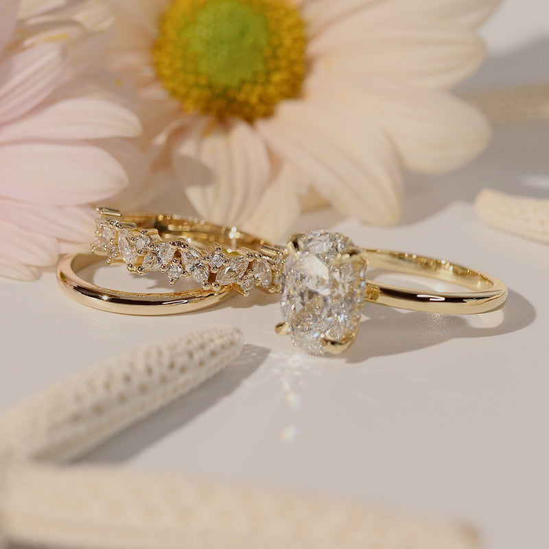 Marquise Accented Half Eternity Ring, Marquise & Round Brilliant