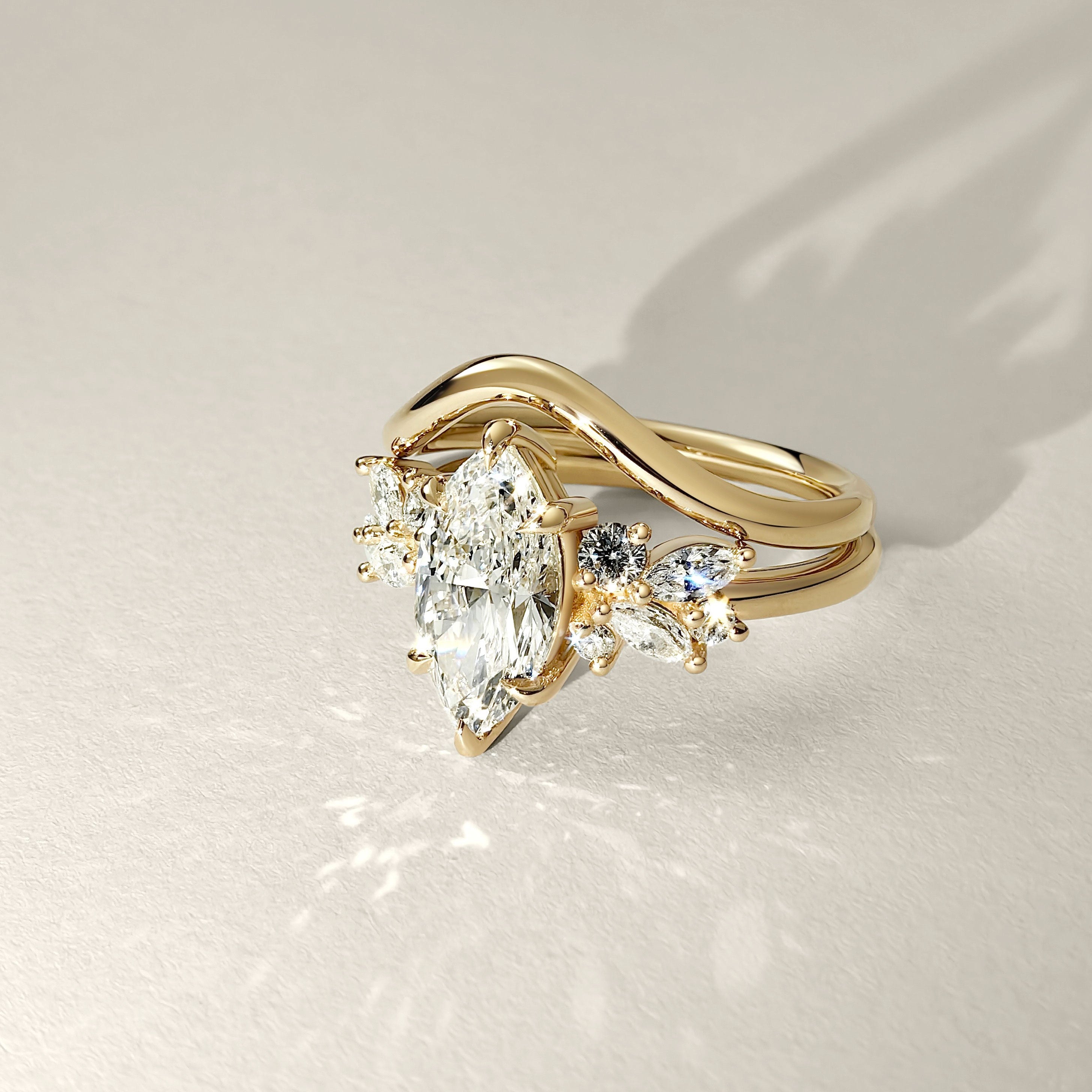 14k Solid Gold Curve Stackable Ring
