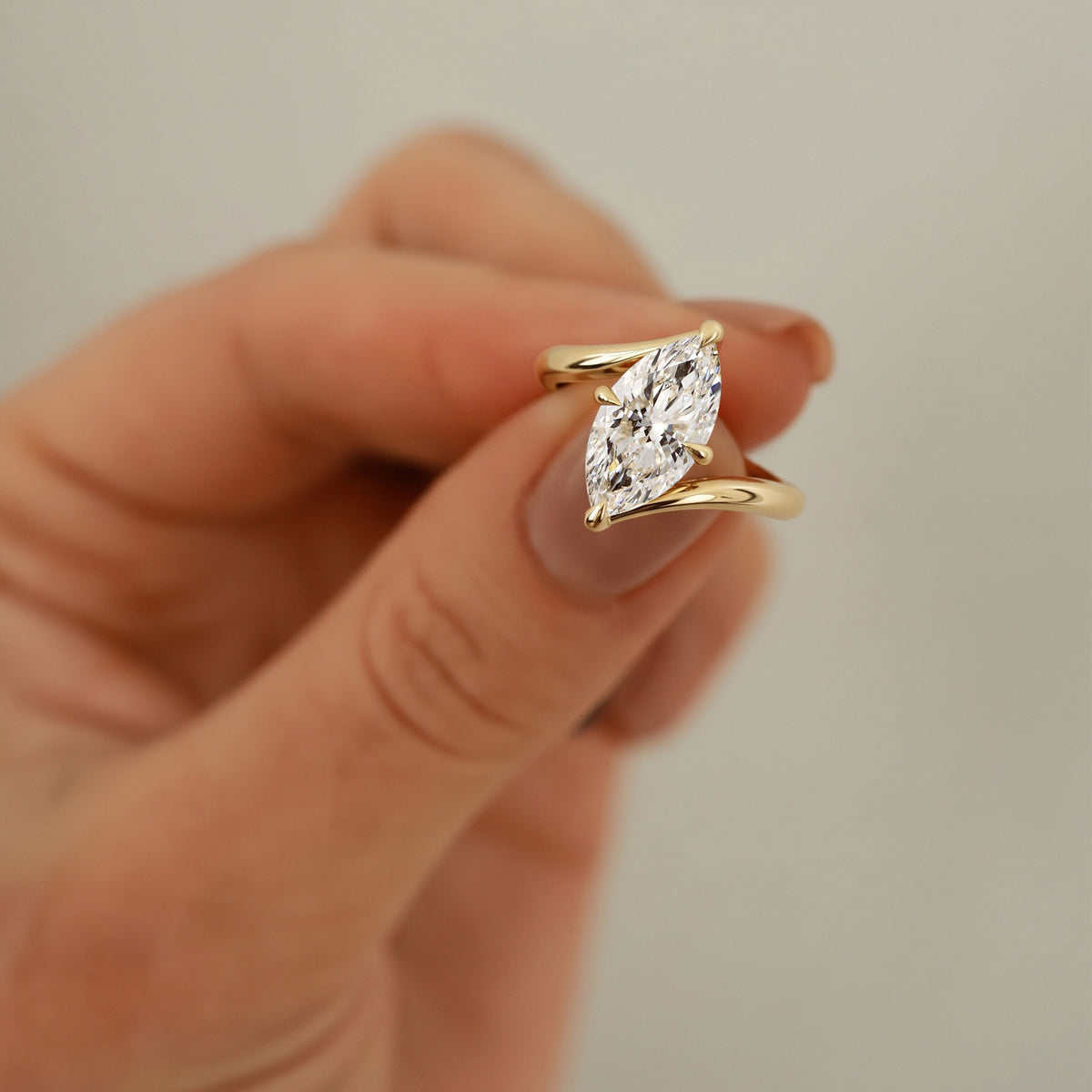 Selene Marquise Cut Bypass Solitaire Engagement Ring