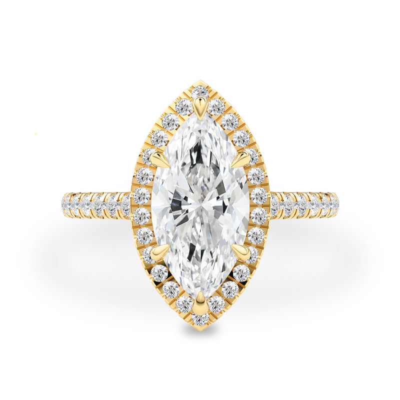 Stefania Marquise Halo Engagement Ring, Hidden V Pavé