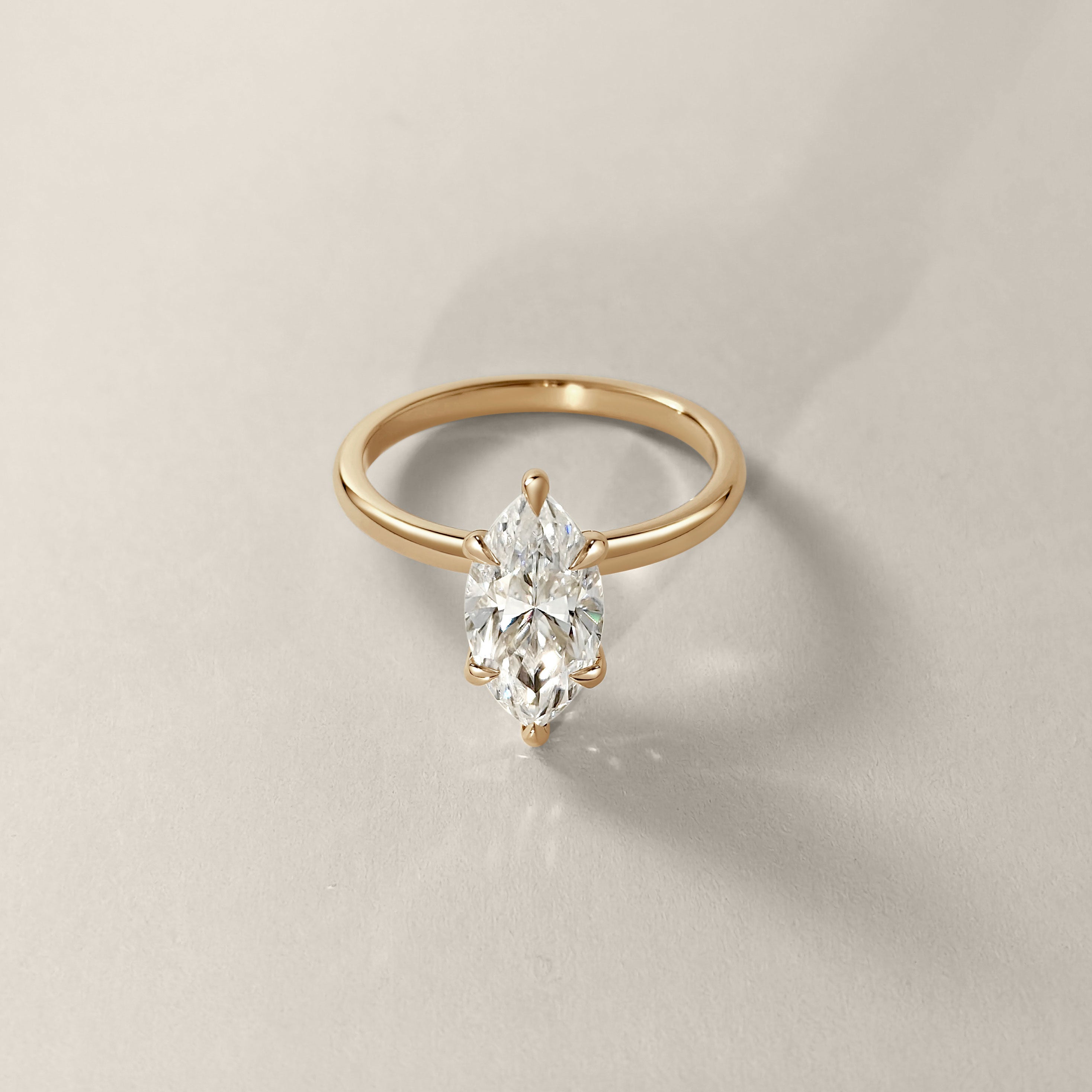 Calista Marquise Cut Solitaire Engagement Ring, Moissanite/Lab Grown Diamond