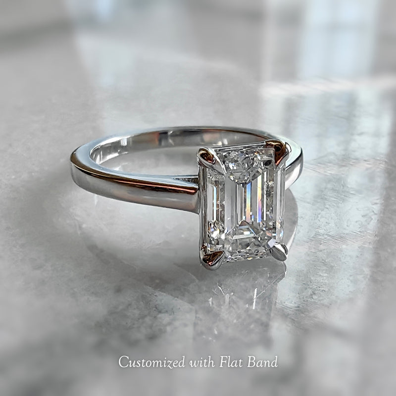 Vera Emerald Cut Moissanite Solitaire Engagement Ring