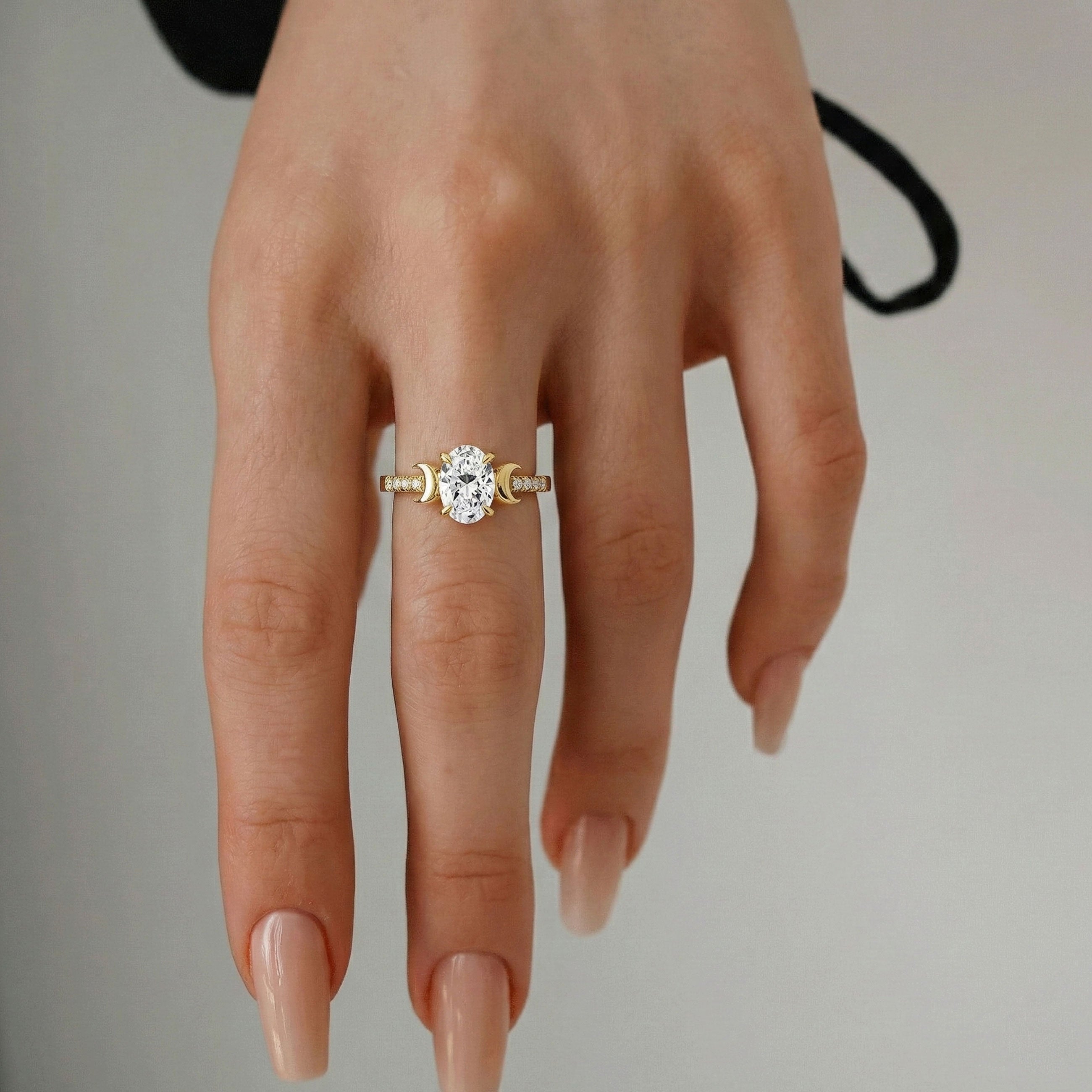 Whistler Moon Engagement Ring, Oval Brilliant With Pavé