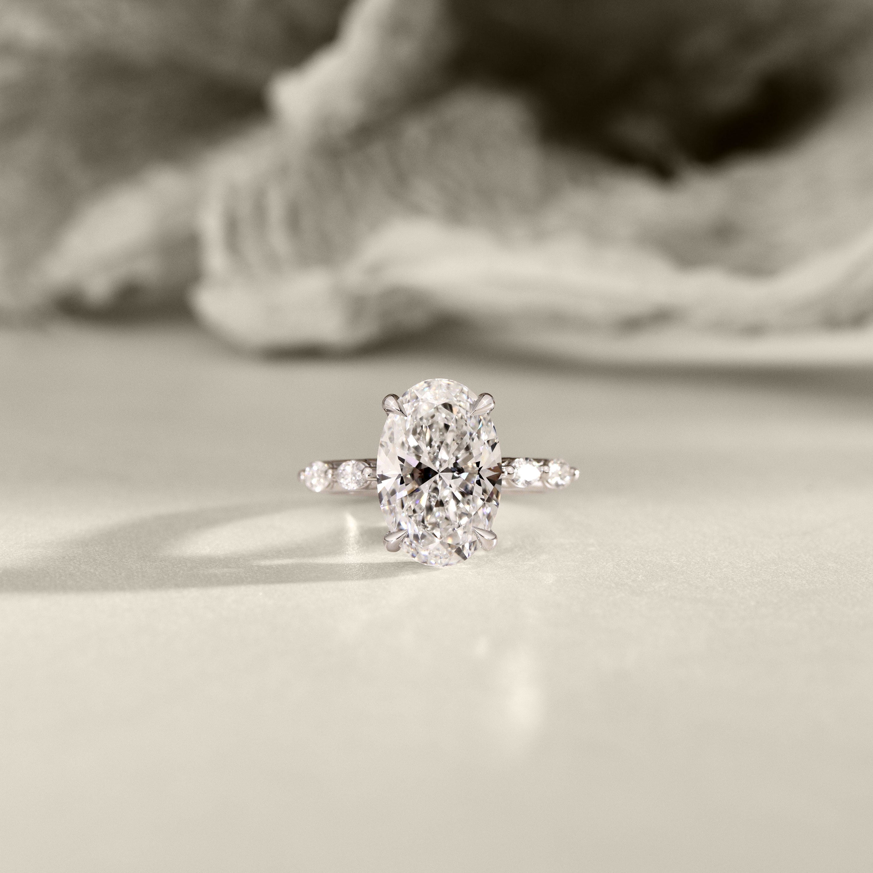 Oval Emilia Marquise Band Engagement Ring, Moissanite/Lab Grown Diamond