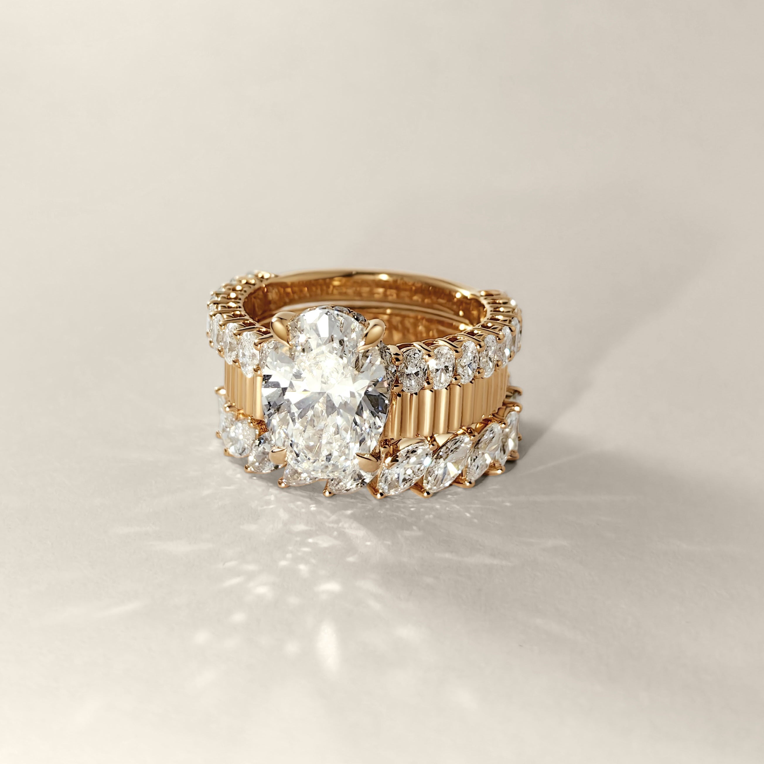 Bellisa Slanted Marquise Lab Diamond Half Eternity Wedding Band
