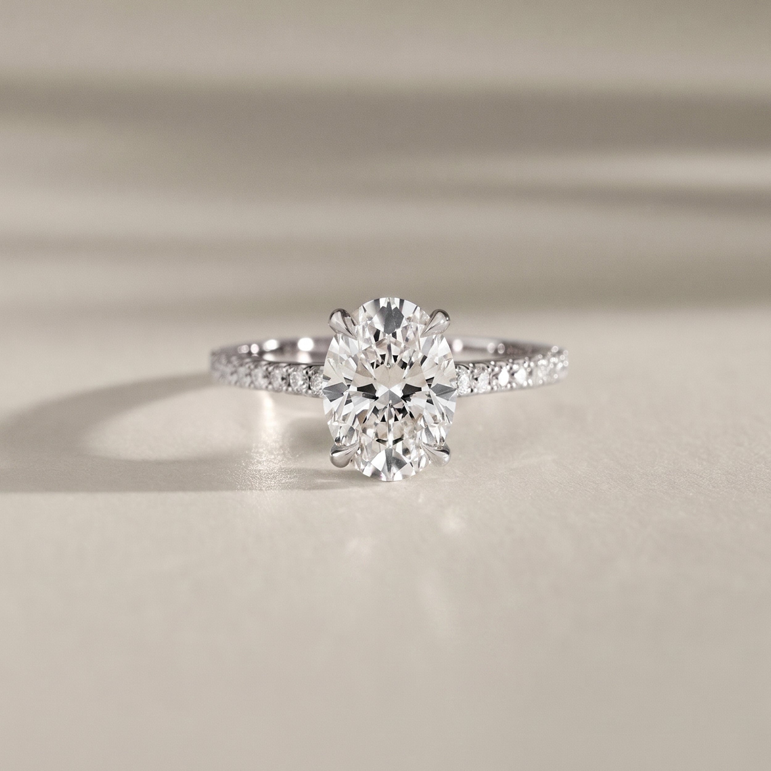 Riley Oval Hidden Halo Engagement Ring, Moissanite/Lab Grown Diamond