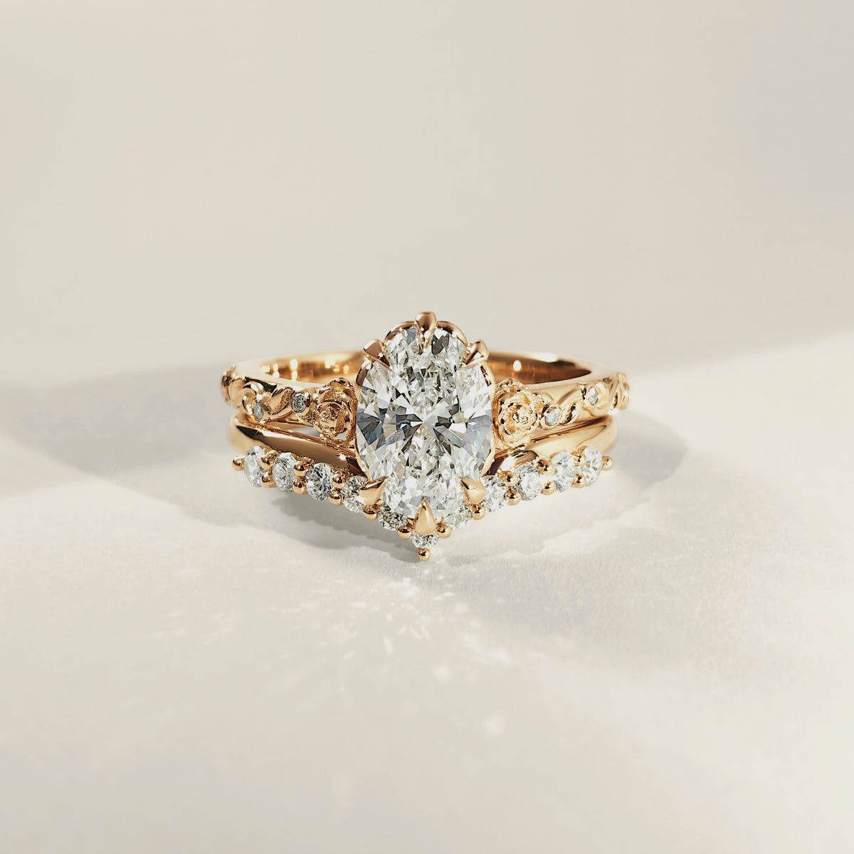 Roselle Oval Floral Engagement Ring with Rose Crown Gallery