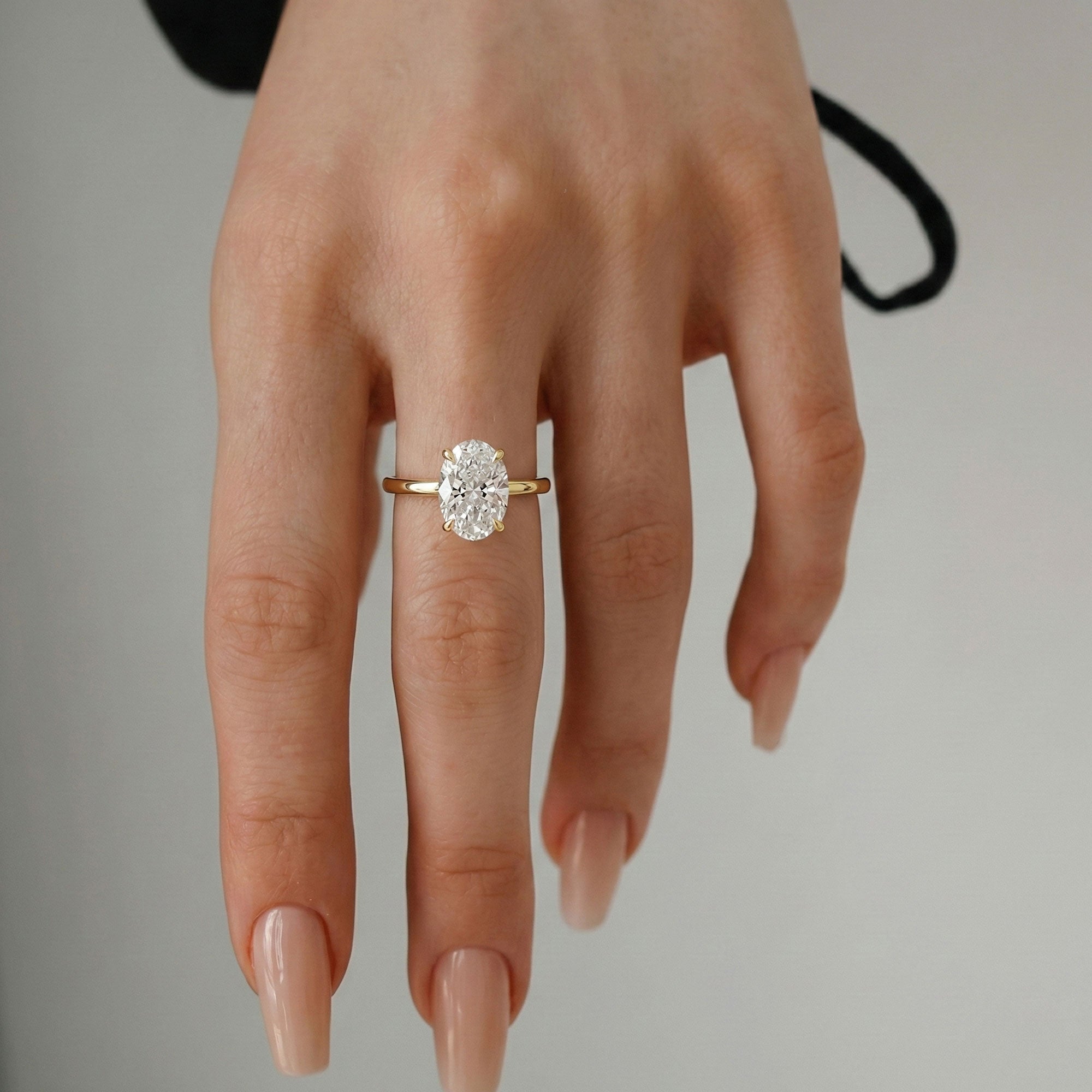 Ivy Oval Hidden Halo Engagement Ring, Moissanite/Lab Grown Diamond