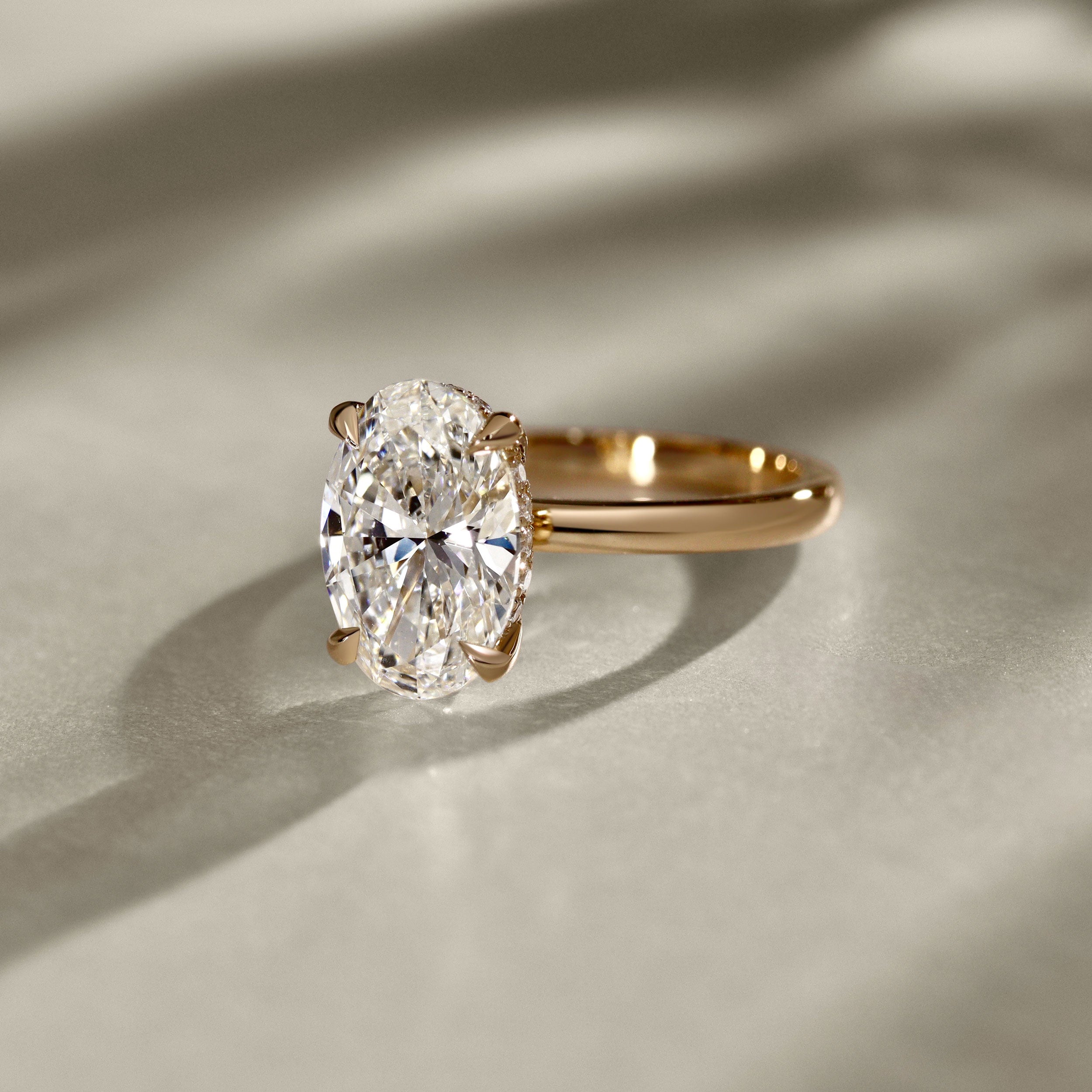 Chloe Oval Hidden Halo Engagement Ring, Moissanite/Lab Grown Diamond