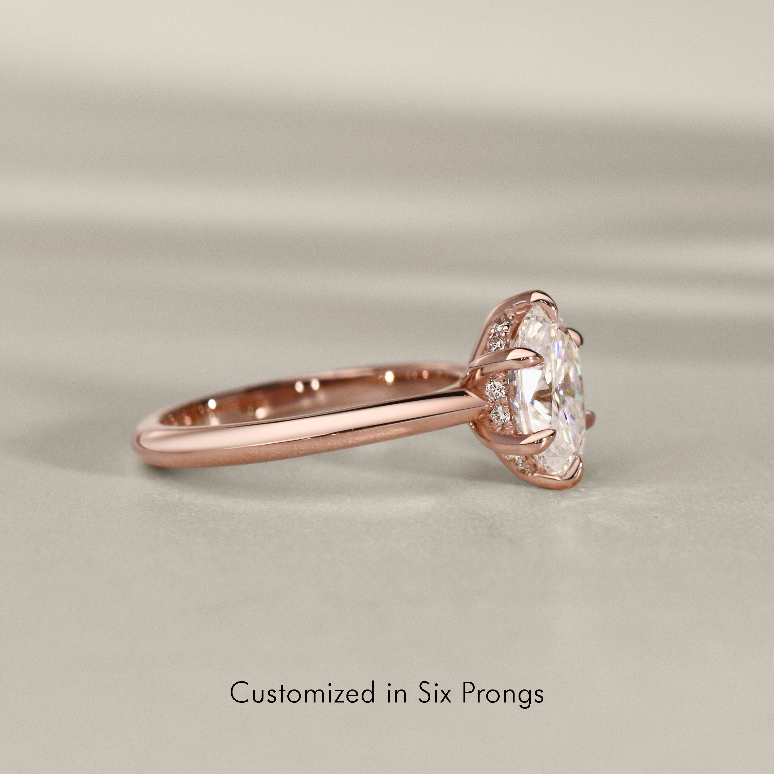 Jodie Compass Oval Cut Hidden Halo Engagement Ring, Knife Edge Band