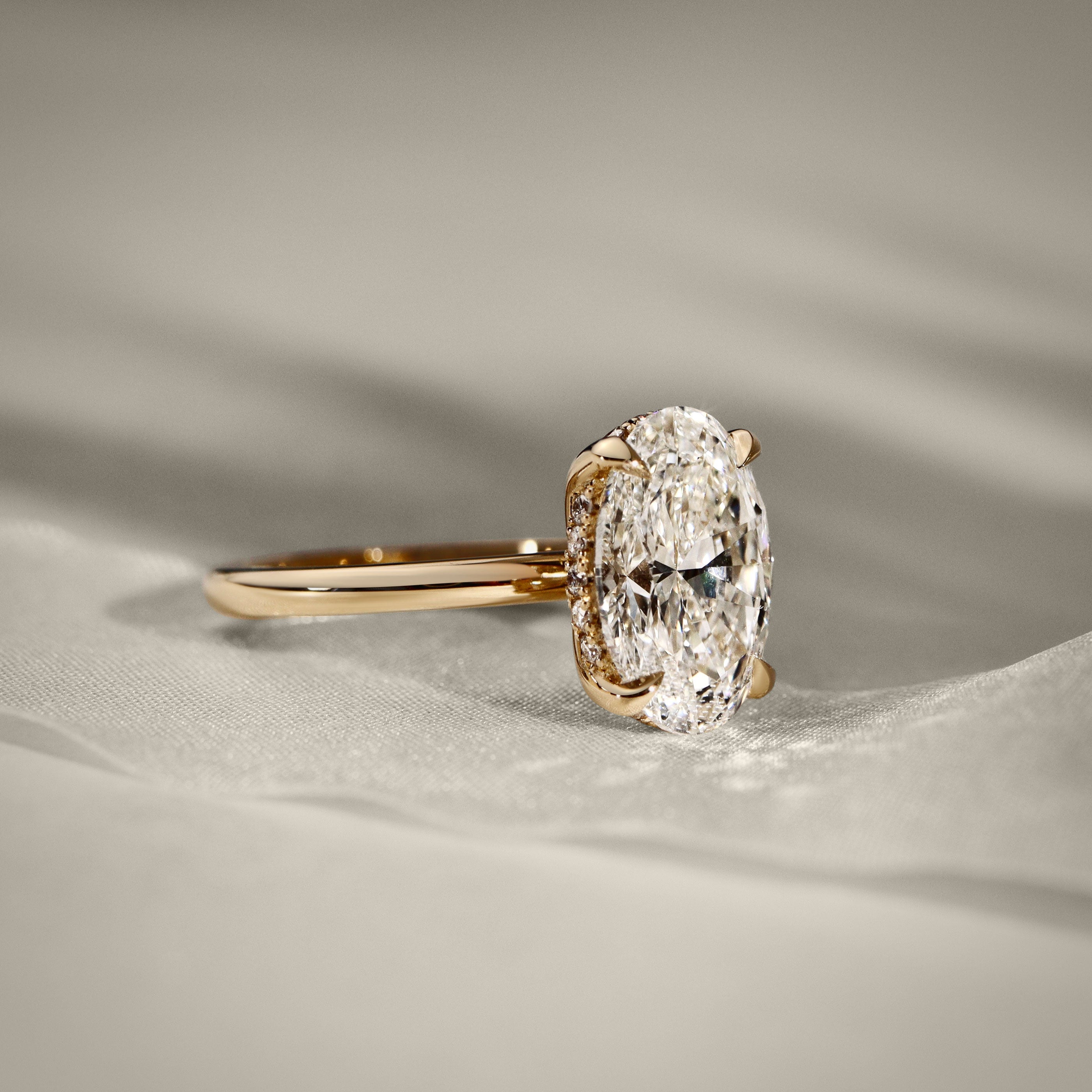 Chloe Oval Hidden Halo Engagement Ring, Moissanite/Lab Grown Diamond
