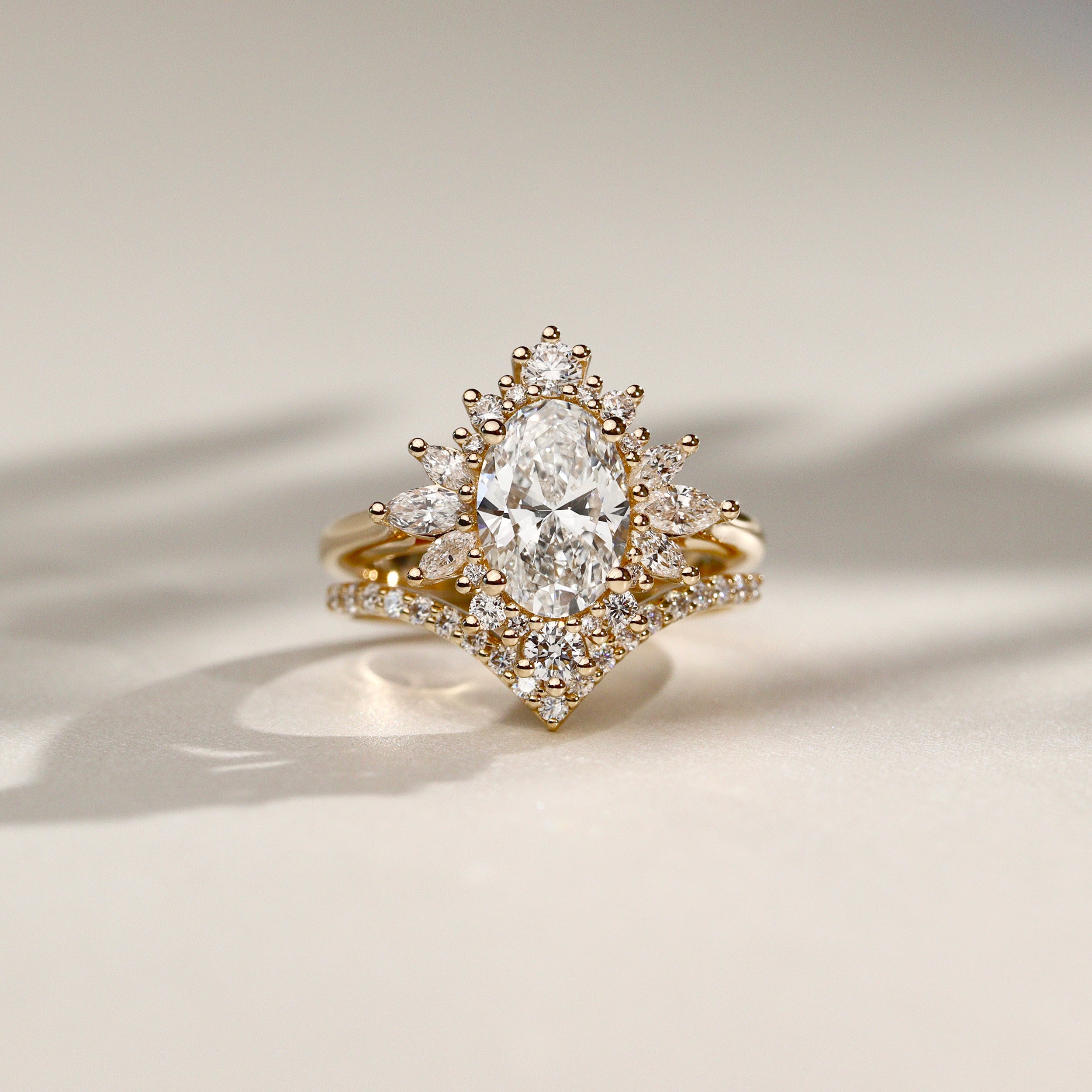 Mila Wings Halo Engagement Ring, Oval With Marquise