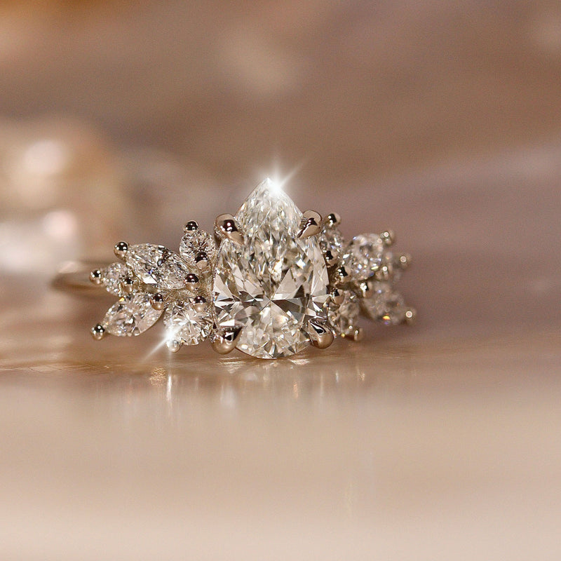 Pear Anna's Dream Engagement Ring, Pear With Marquise