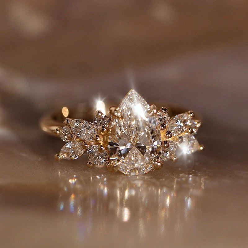 Pear Anna's Dream Engagement Ring, Pear With Marquise