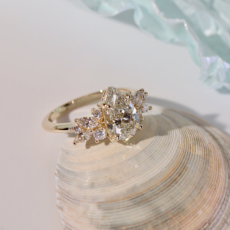 Pear Anna's Dream Engagement Ring, Pear With Marquise